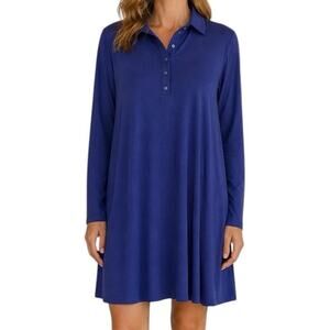 Mott 50 UPF 50 Dress XL Blue Sun Protection Collared Swim Coverup Resort Bamboo